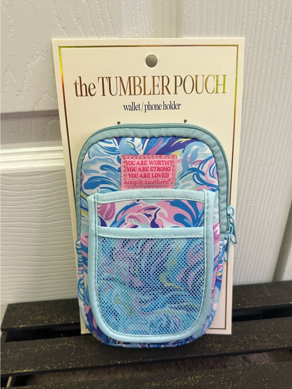 Simply Southern Blue & Pink Swirl Tumbler Pouch